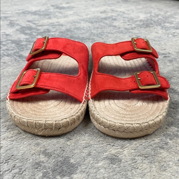 New Tory Burch Selby Two Band Espadrille Slide Sandals Orange Sz 8.5 - Picture 8 of 15
